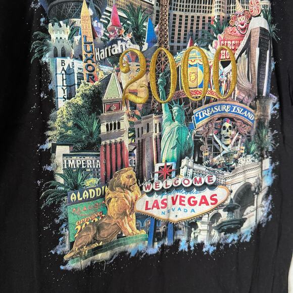 Vintage Y2K Las Vegas Casino Graphic Tee Unisex Black M Aladdin Grand Opening - Picture 6 of 9